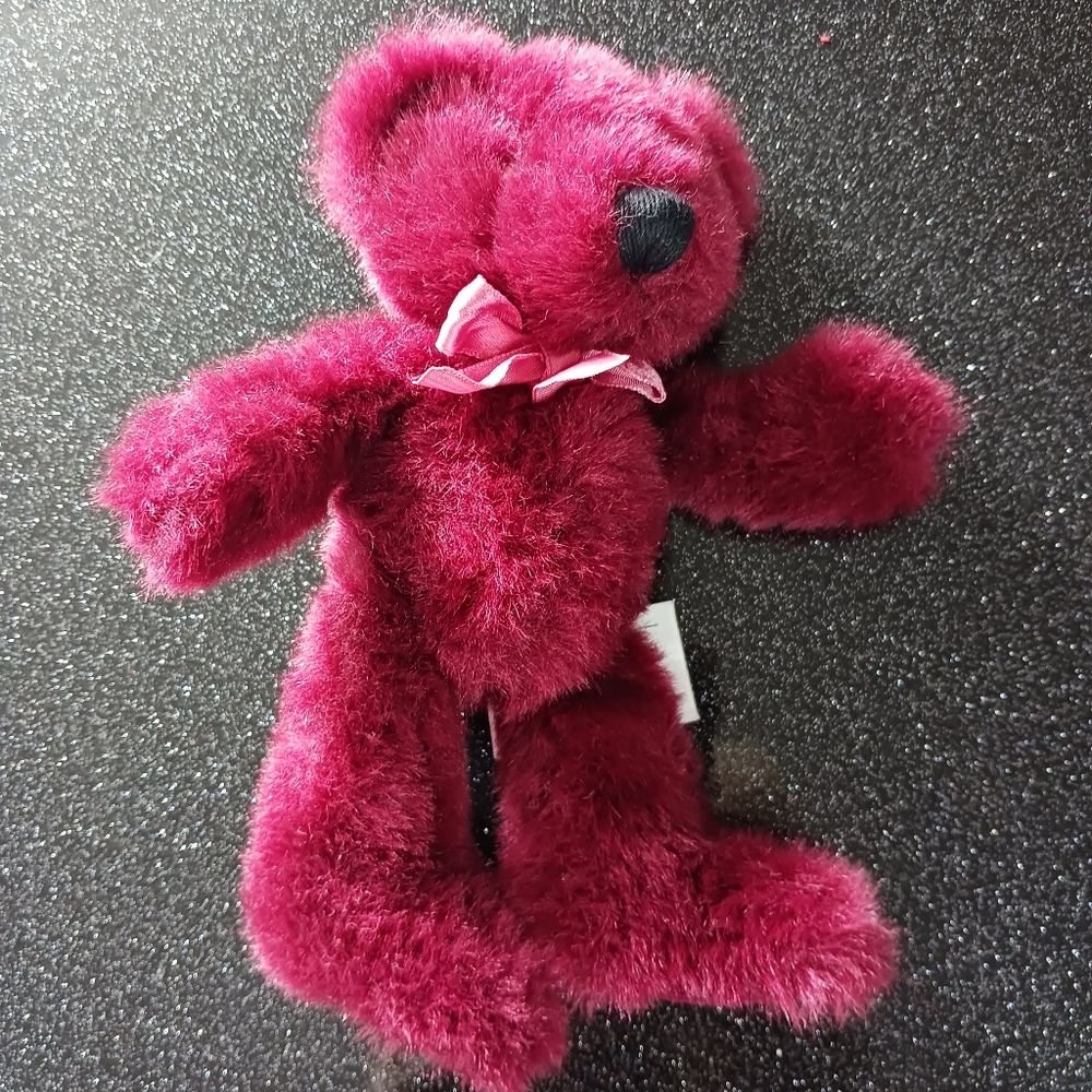 Vintage Russ Tiny Cranberry Red Teddy Bear.